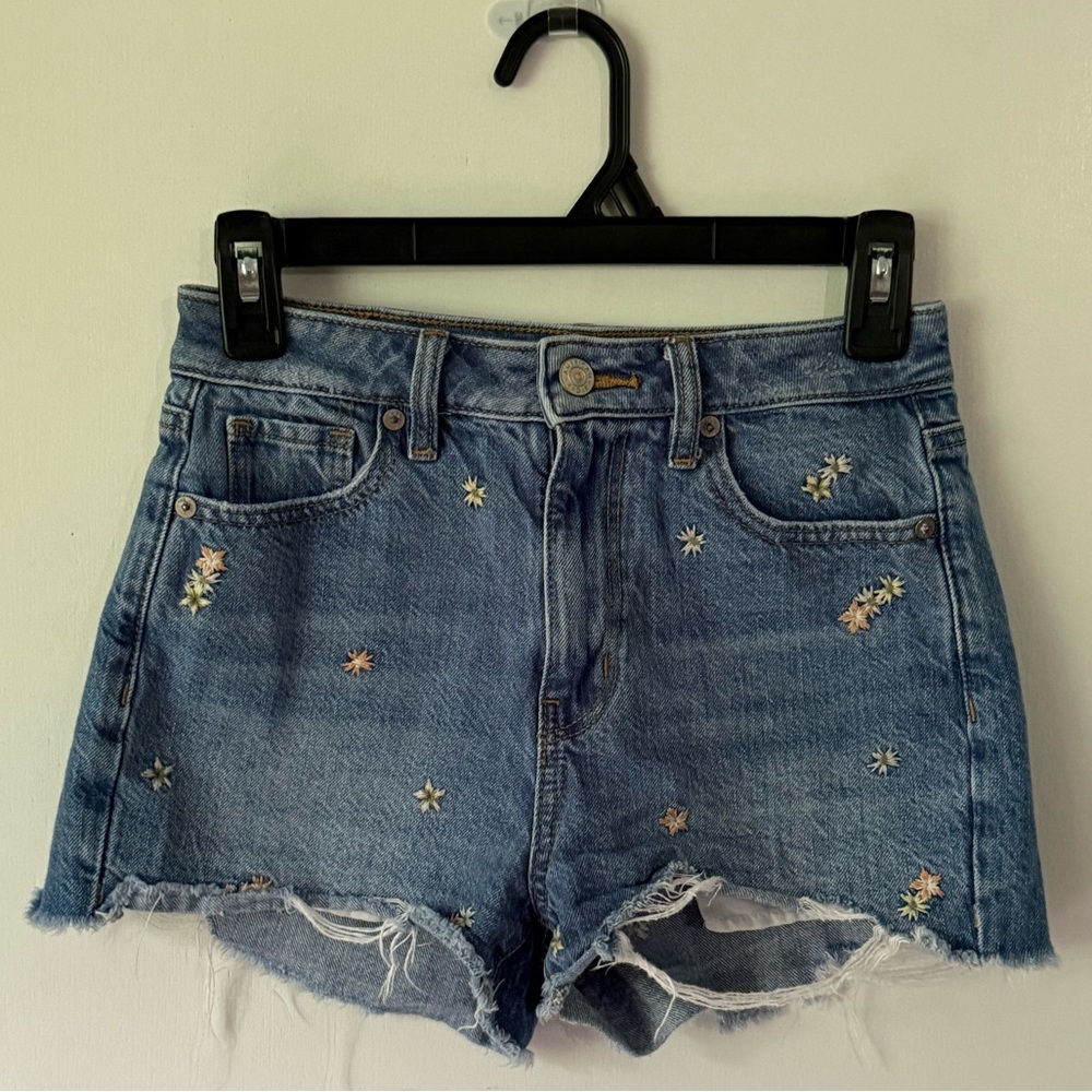 American Eagle Outfitters Embroidered Mom Shorts Medium Wash Size 000